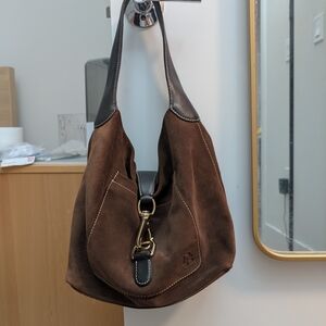 Dooney And Bourke Brown Suede Shoulder Hobo Bag